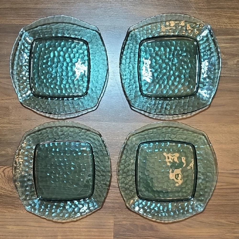 Pier 1 Green Glass Salad Plates - Set Of 4
